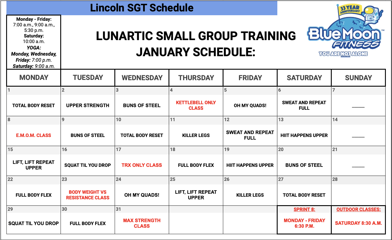 Lincoln July schedule
